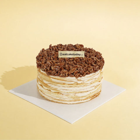 Almond Salted Caramel Mille Crepe Cake - Crepe Cakes - Ice Monster Cheras Yulek - - Eat Cake Today - Birthday Cake Delivery - KL/PJ/Malaysia