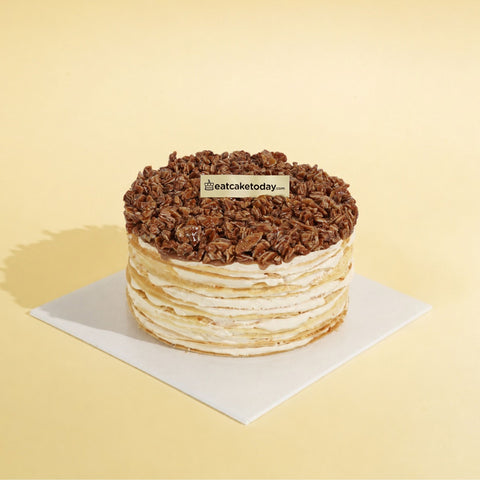 Almond Salted Caramel Mille Crepe Cake - Crepe Cakes - Texture by C3 Lab (PO) - - Eat Cake Today - Birthday Cake Delivery - KL/PJ/Malaysia