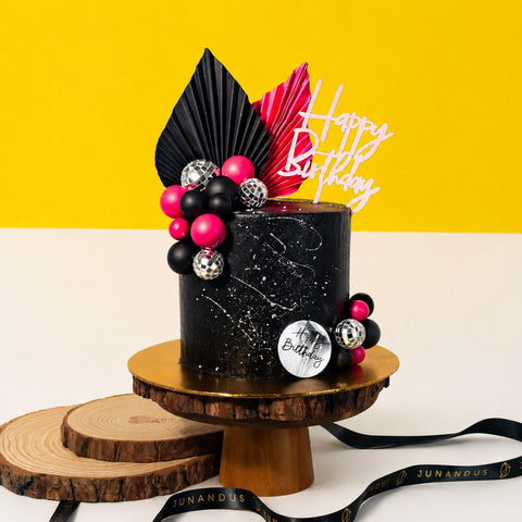 Black Pink Designer Cake 6 inch - Vegan Cakes - Junandus - - Eat Cake Today - Birthday Cake Delivery - KL/PJ/Malaysia