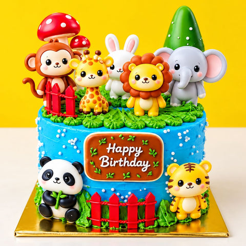 Blue Safari Animal Theme Cake - Designer Cakes - Eats and Treats Bakery - - Eat Cake Today - Birthday Cake Delivery - KL/PJ/Malaysia