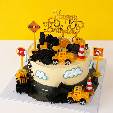 Busy Excavator Cake 6" - Cute Cake - Jyu Pastry Art - - Eat Cake Today - Birthday Cake Delivery - KL/PJ/Malaysia