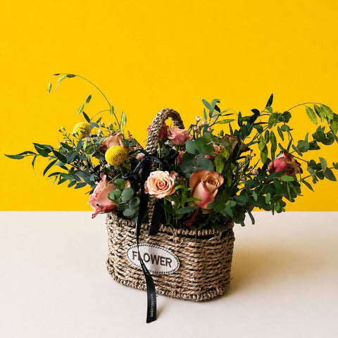 Cappuccino Rose Basket - Flowers - J Fleur Blossom - - Eat Cake Today - Birthday Cake Delivery - KL/PJ/Malaysia