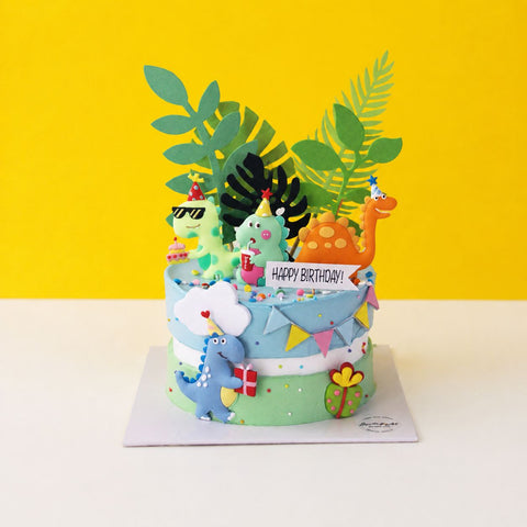 Dinosaur Party Cake 6" - Cute Cake - Jyu Pastry Art - - Eat Cake Today - Birthday Cake Delivery - KL/PJ/Malaysia