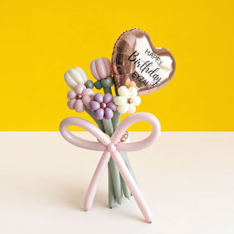 Flower Bouquet with Foil Balloon - Balloons - Bingo Land - - Eat Cake Today - Birthday Cake Delivery - KL/PJ/Malaysia
