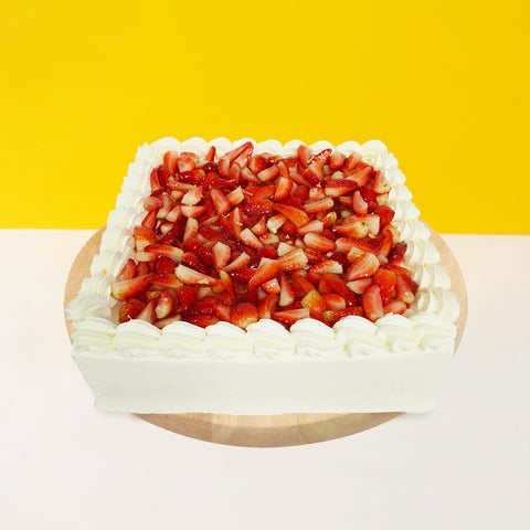 Fresh Strawberry Square Cake 10 inch - Customized Cake - Lavish Patisserie - - Eat Cake Today - Birthday Cake Delivery - KL/PJ/Malaysia