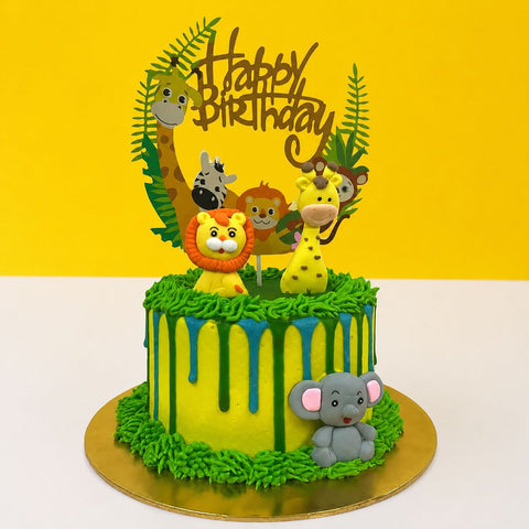 Green Safari Animal Theme Cake - Designer Cakes - Eats and Treats Bakery - - Eat Cake Today - Birthday Cake Delivery - KL/PJ/Malaysia