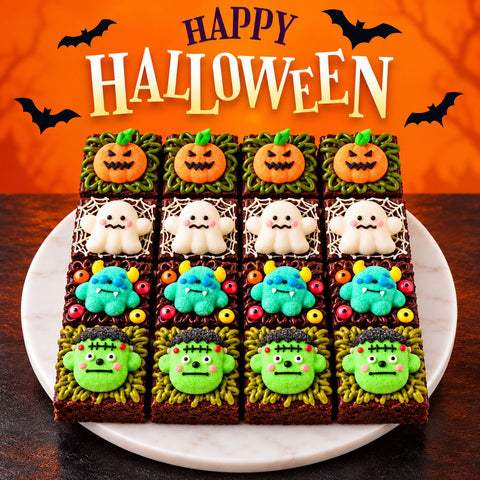Halloween Brownie Party Box 16 pcs - Halloween 2026 - Mr & Mrs Brownie - - Eat Cake Today - Birthday Cake Delivery - KL/PJ/Malaysia