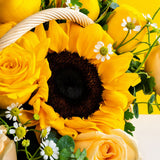 Happy Sunshine Fresh Flower Basket - Flower - Bull & Rabbit - - Eat Cake Today - Birthday Cake Delivery - KL/PJ/Malaysia