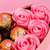 Heart-Shaped Ferrero Rocher Rose Soap Flower Box - Vday2024 - Luxe Florist - - Eat Cake Today - Birthday Cake Delivery - KL/PJ/Malaysia