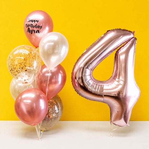 Helium Balloons Bouquet with Foil Number 40" - Balloons - Happy Balloon Shop - - Eat Cake Today - Birthday Cake Delivery - KL/PJ/Malaysia