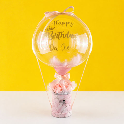 Hot Air Balloon Fragrance Rose Soap Flower Box - Balloons - Luxe Florist - - Eat Cake Today - Birthday Cake Delivery - KL/PJ/Malaysia