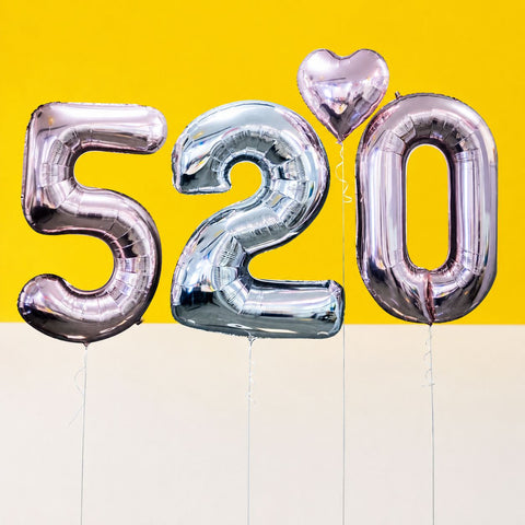 I Love You 520 Foil Number Balloon 40" - Balloons - Happy Balloon Shop - - Eat Cake Today - Birthday Cake Delivery - KL/PJ/Malaysia