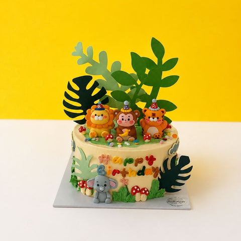 Mini Zoo Cake 6" - Cute Cake - Jyu Pastry Art - - Eat Cake Today - Birthday Cake Delivery - KL/PJ/Malaysia