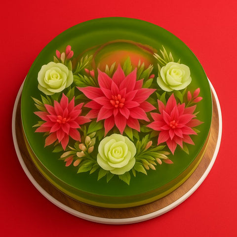 Poinsettia Christmas Flower Jelly Cake 8 inch - Jelly Cakes - Sue Jelly Cake & Deli - - Eat Cake Today - Birthday Cake Delivery - KL/PJ/Malaysia