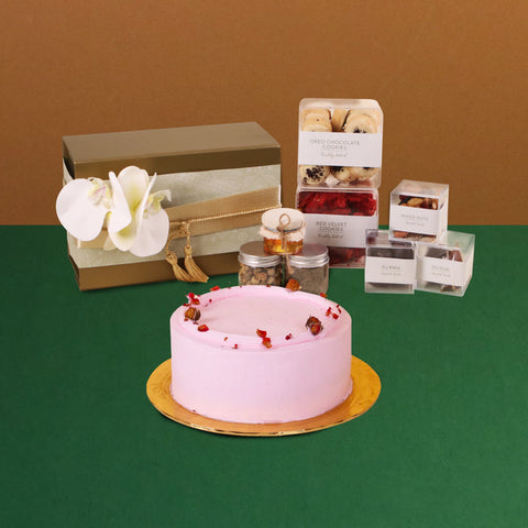 Rose Lychee 6" + Ceria Bersama Raya Box - Sponge Cakes - Lavish Patisserie - - Eat Cake Today - Birthday Cake Delivery - KL/PJ/Malaysia