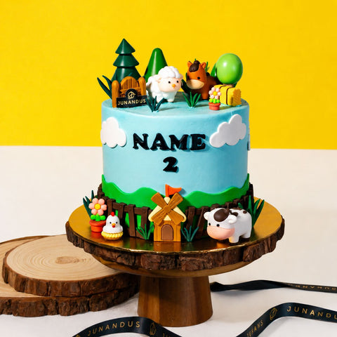Safari Animals Theme Cake 6 inch - Vegan Cakes - Junandus - - Eat Cake Today - Birthday Cake Delivery - KL/PJ/Malaysia