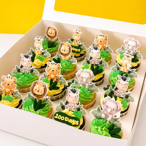 Safari Cupcake Box 16pcs - Cute Cake - Jyu Pastry Art - - Eat Cake Today - Birthday Cake Delivery - KL/PJ/Malaysia