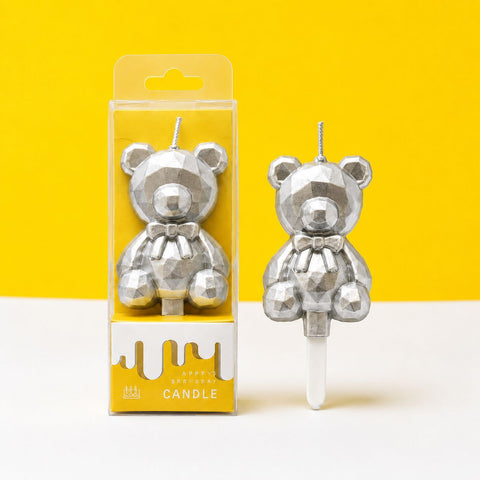Silver Bear Birthday Candle - Add On - Ice Monster - - Eat Cake Today - Birthday Cake Delivery - KL/PJ/Malaysia