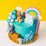 Teddy Bear Boy Theme Cake 6 inch - Vegan Cakes - Junandus - - Eat Cake Today - Birthday Cake Delivery - KL/PJ/Malaysia