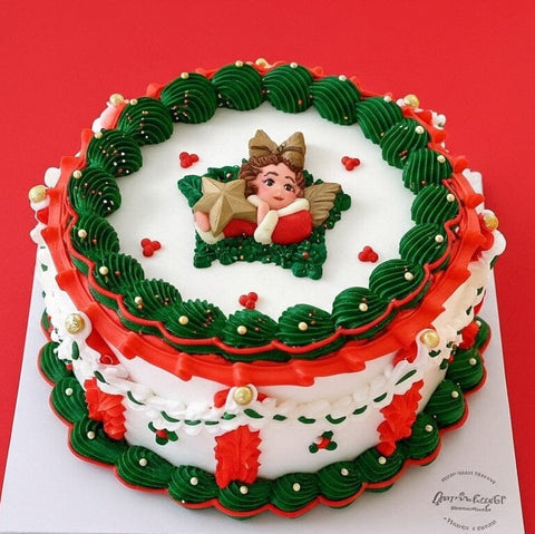 Vintage Christmas Cake 6 inch - Sponge Cakes - Jyu Pastry Art - - Eat Cake Today - Birthday Cake Delivery - KL/PJ/Malaysia