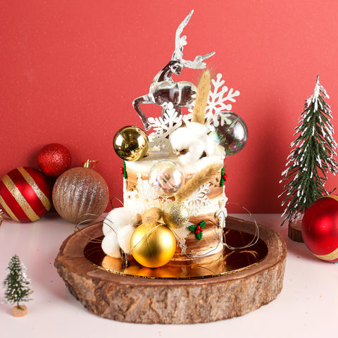 White Winter Xmas Theme Cake 4" - Designer Cakes - Junandus - - Eat Cake Today - Birthday Cake Delivery - KL/PJ/Malaysia