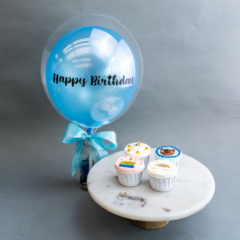 4 Pieces of Kids Cupcake & Balloon Bundle - Bundle Pack - Lavish Patisserie - - Eat Cake Today - Birthday Cake Delivery - KL/PJ/Malaysia