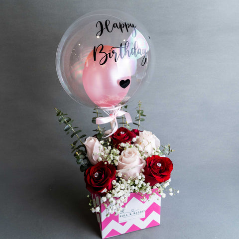 Add On Culey Balloon Fresh Flower Box - Balloons - Bull & Rabbit - - Eat Cake Today - Birthday Cake Delivery - KL/PJ/Malaysia