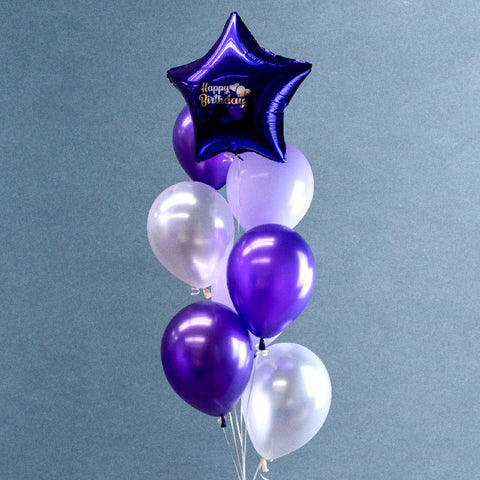 Add On Star Balloon Bouquet - Balloons - Happy Balloon Shop - Purple Happy Birthday - Eat Cake Today - Birthday Cake Delivery - KL/PJ/Malaysia