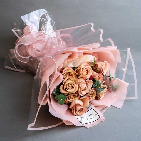 Cappucino Rose Flower Bouquet - Flowers - Tailored Floral & Balloon - - Eat Cake Today - Birthday Cake Delivery - KL/PJ/Malaysia
