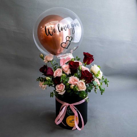 Charmaine Balloon Fresh Flower Box - Balloons - Bull & Rabbit - - Eat Cake Today - Birthday Cake Delivery - KL/PJ/Malaysia