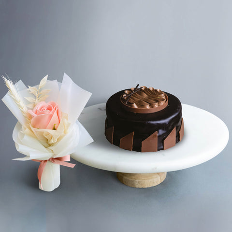 Chocolate Cake & Flower Bundle - Bundle Pack - Lavish Patisserie - Chocolate Indulgence - Eat Cake Today - Birthday Cake Delivery - KL/PJ/Malaysia