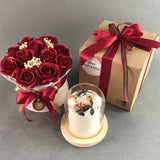 Christmas Natural Dried Flower Scented Candle Bell Jar & Soap Flower Hat Box Gift Set - Flower - Luxe Florist - - Eat Cake Today - Birthday Cake Delivery - KL/PJ/Malaysia