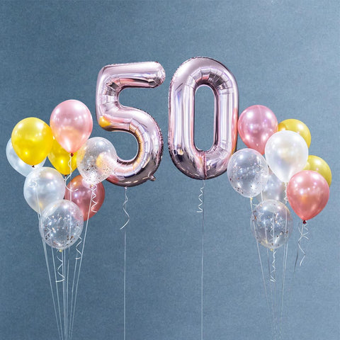 Deluxe Helium Bubble Balloons Bouquet with Foil Number Balloon 40" - Balloons - Happy Balloon Shop - - Eat Cake Today - Birthday Cake Delivery - KL/PJ/Malaysia
