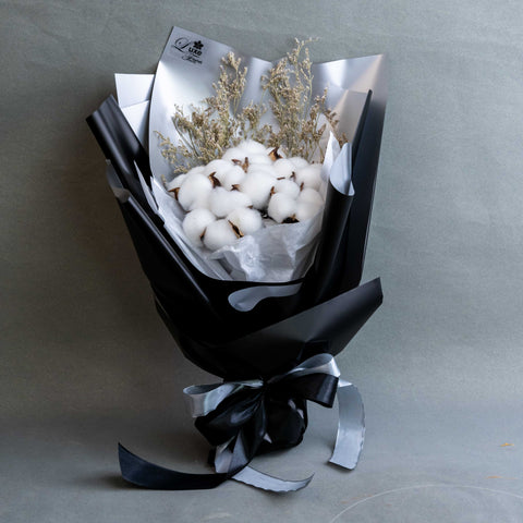 Dried Natural Cotton Flower Bouquet - Flower - Luxe Florist - - Eat Cake Today - Birthday Cake Delivery - KL/PJ/Malaysia