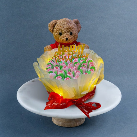 Flower Bear Cake 6“ - Buttercakes - Revery Bakeshop - - Eat Cake Today - Birthday Cake Delivery - KL/PJ/Malaysia