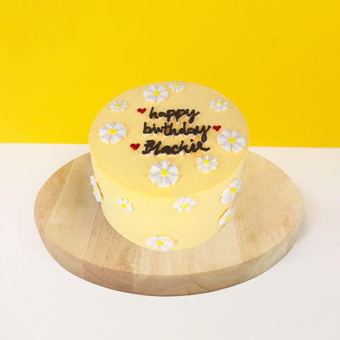 Korean Minimalist Yellow Garden Cake 6" - Buttercakes - Sweet Creations - - Eat Cake Today - Birthday Cake Delivery - KL/PJ/Malaysia