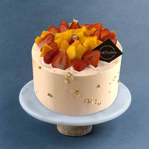 Mango & Strawberry Fruit Cake 6" - Fruit Cakes - Sweet Creations - - Eat Cake Today - Birthday Cake Delivery - KL/PJ/Malaysia