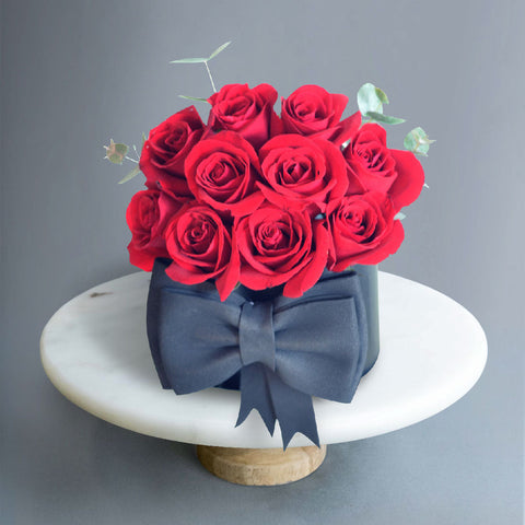 Petite Endless Love Roses Flower Box - Flowers - Tailored Floral & Balloon - Black - Eat Cake Today - Birthday Cake Delivery - KL/PJ/Malaysia
