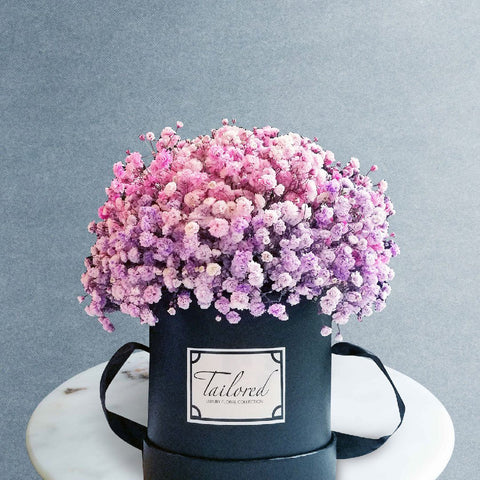 Petite Pink & Purple Baby Breath Flower Box - Flowers - Tailored Floral & Balloon - - Eat Cake Today - Birthday Cake Delivery - KL/PJ/Malaysia