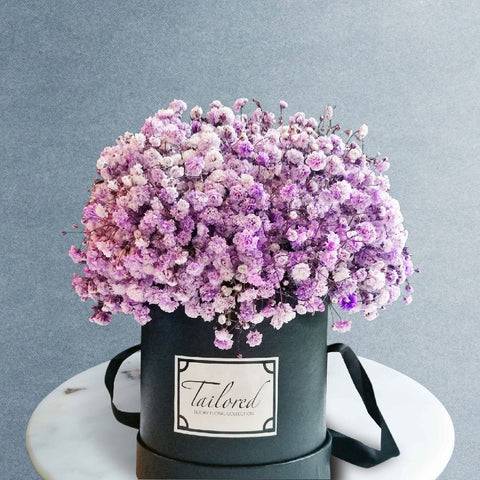 Petite Purple Baby Breath Flower Box - Flowers - Tailored Floral & Balloon - - Eat Cake Today - Birthday Cake Delivery - KL/PJ/Malaysia